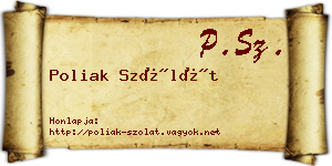 Poliak Szólát névjegykártya